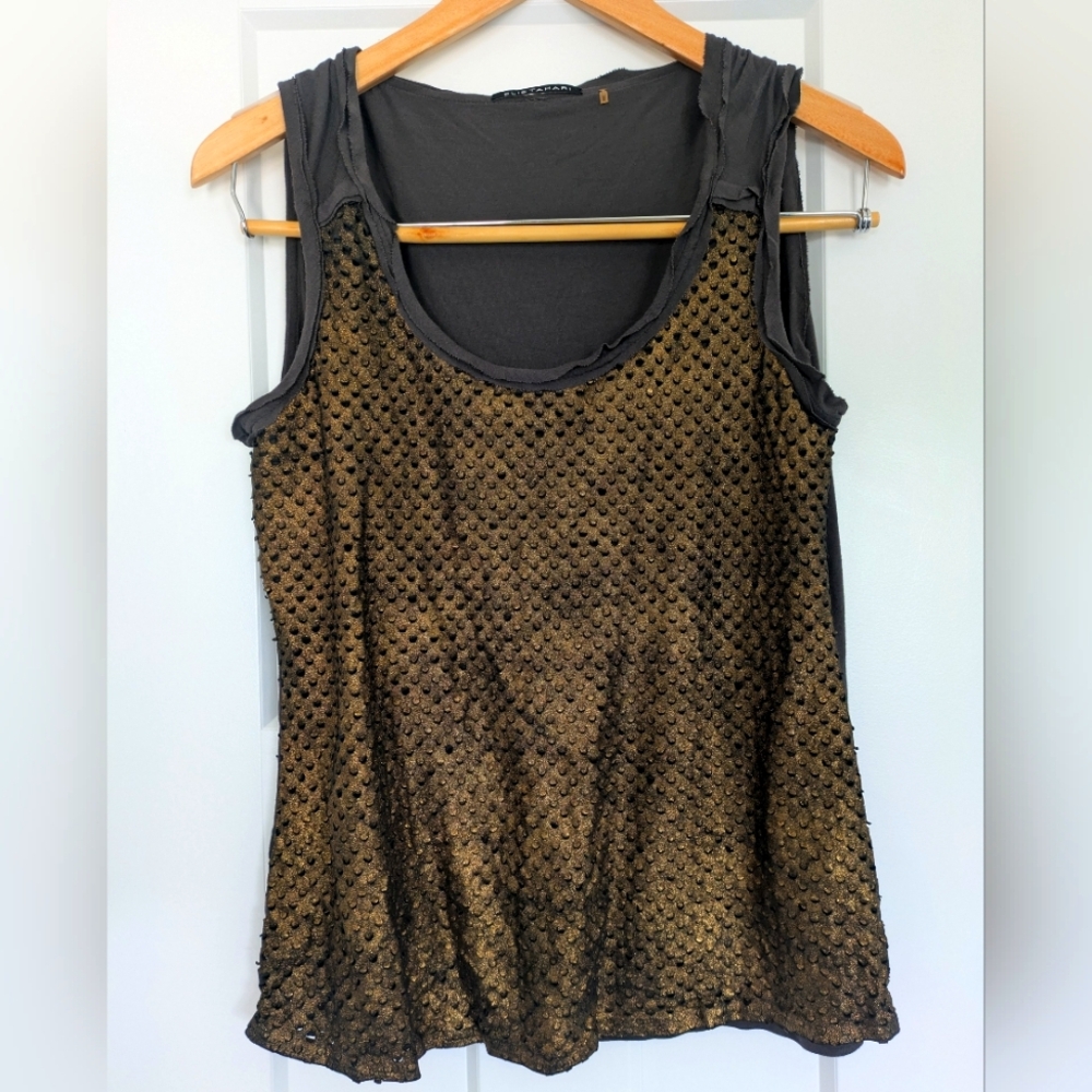 Elie Tahari Gold and Brown Women's Top